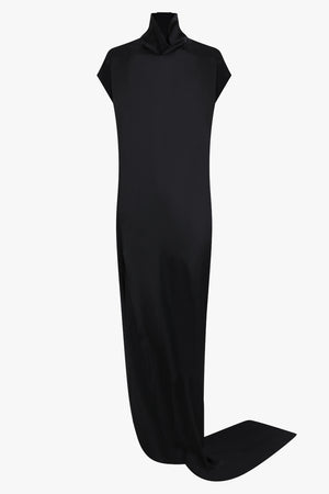 RICK OWENS RTW Abito S/S Edfu T Maxi Split Silky Dress | Black