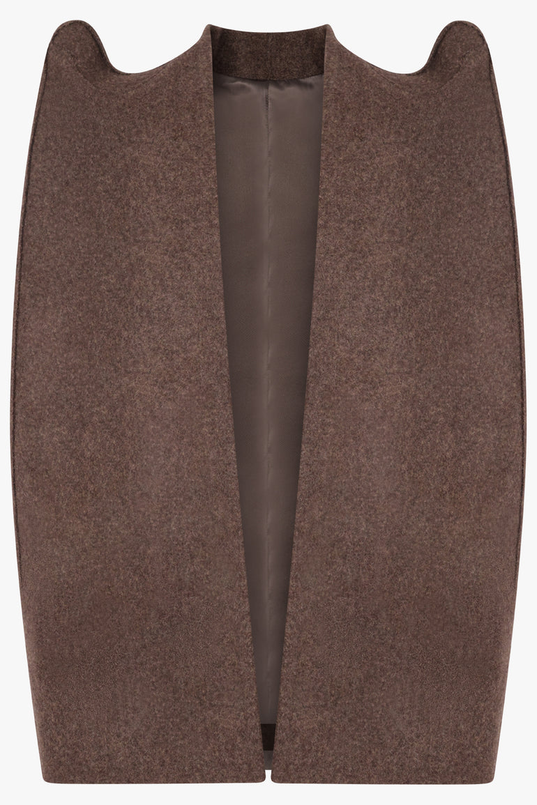 RICK OWENS RTW Cappa Shoulder Detail Cape Jacket | Brown
