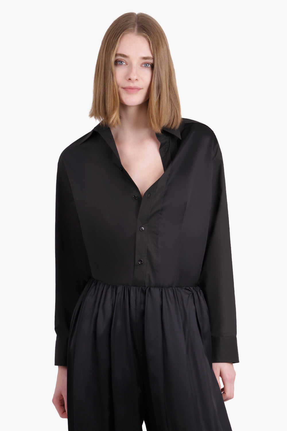 MM6 BY MAISON MARGIELA RTW Relaxed Contrast Panel L/S Shirt | Washed Black