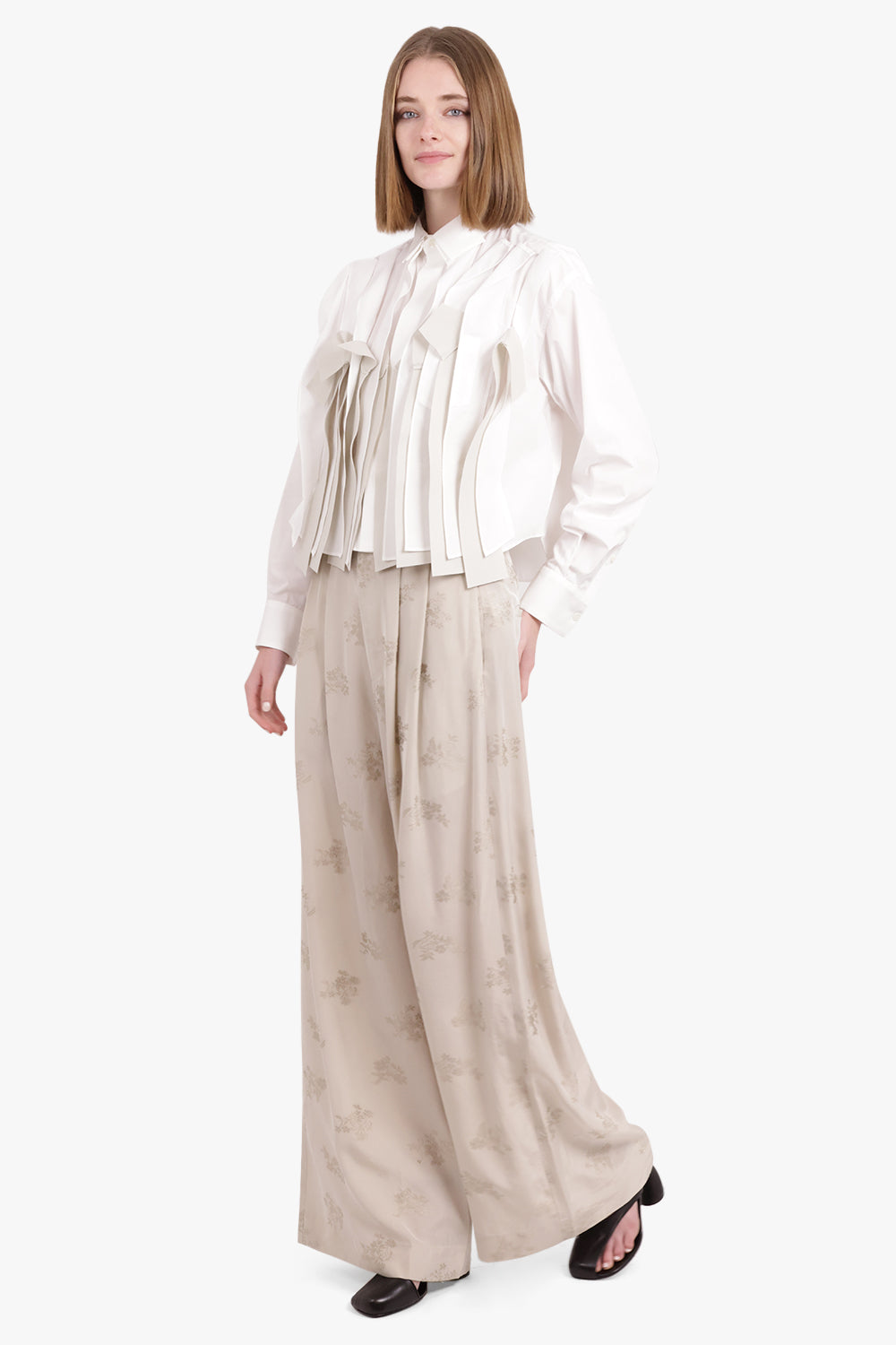 UMA WANG RTW Paella Straight Leg Floral Print Pant | Off White