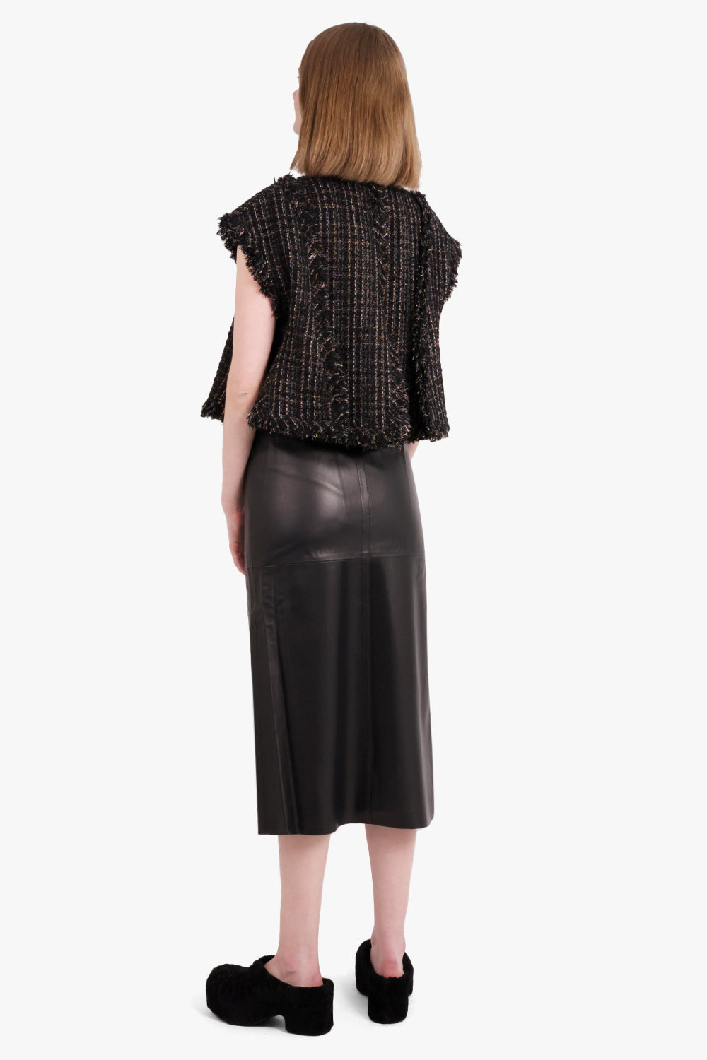 SACAI RTW Tweed S/S Cropped Jacket | Black/Brown