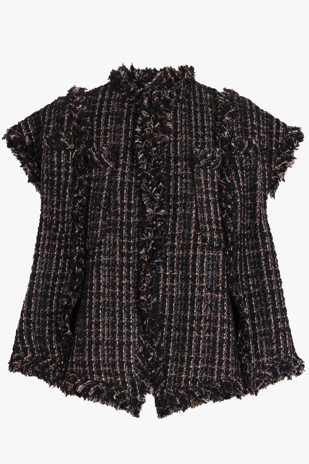 SACAI RTW Tweed S/S Cropped Jacket | Black/Brown
