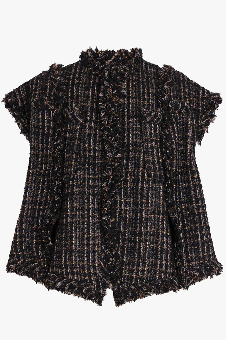 SACAI RTW Tweed S/S Cropped Jacket | Black/Brown