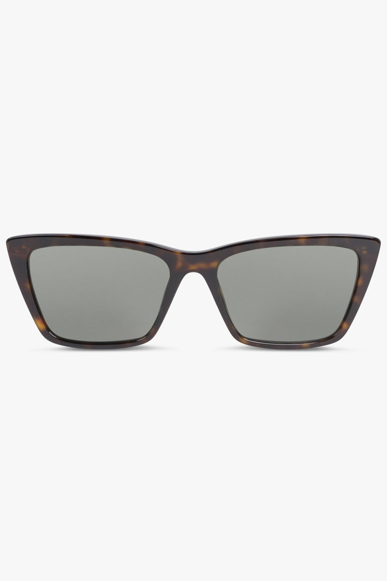 SAINT LAURENT ACCESSORIES BROWN / DARK HAVANA/GREY SL 737 Mica Thin Square Cat Eye Sunglasses | Dark Havana/Grey