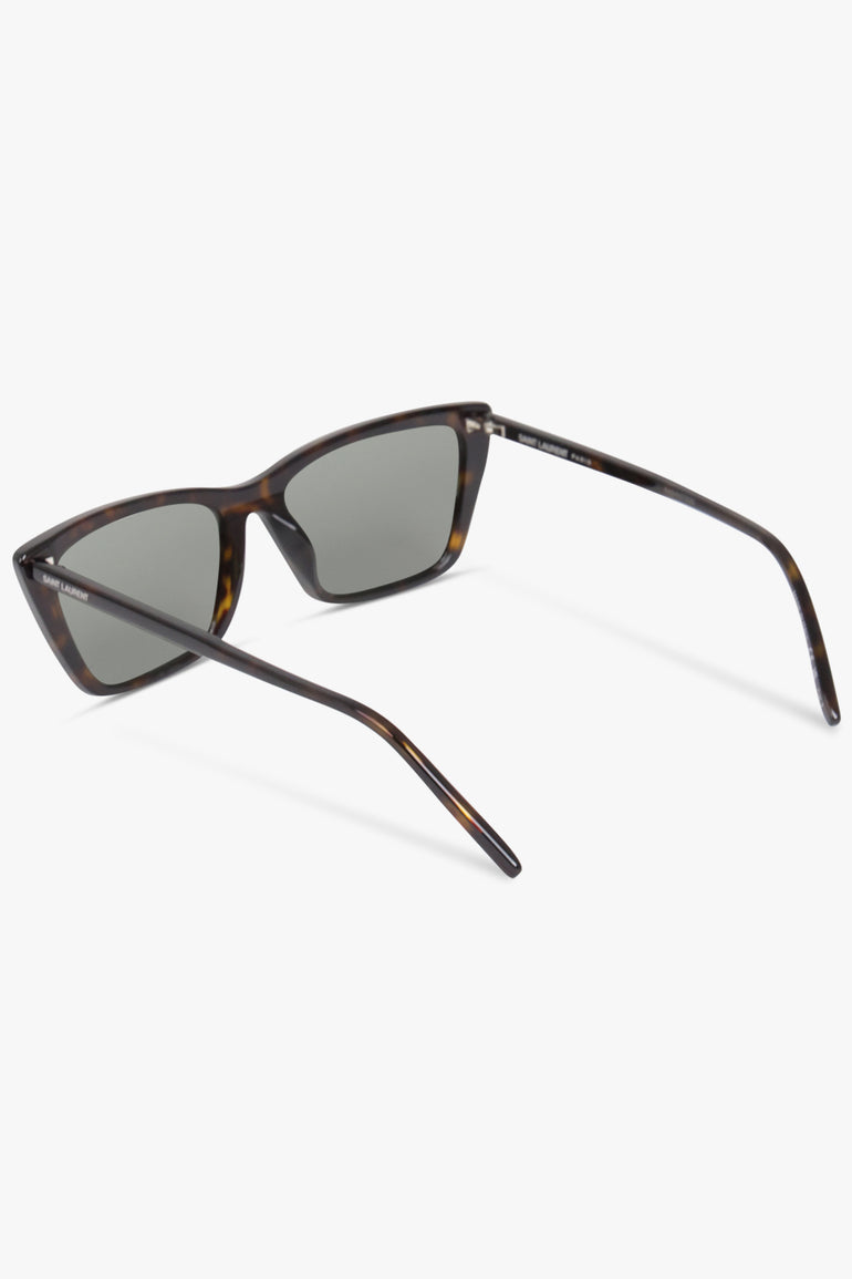 SAINT LAURENT ACCESSORIES BROWN / DARK HAVANA/GREY SL 737 Mica Thin Square Cat Eye Sunglasses | Dark Havana/Grey