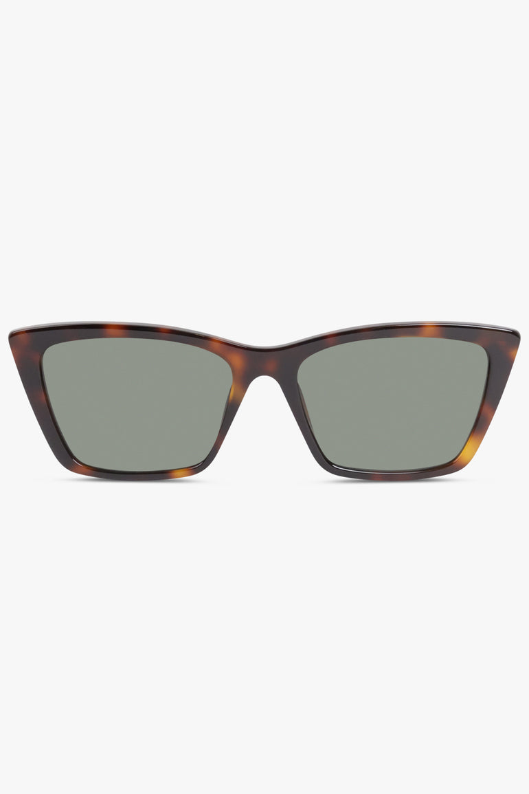 SAINT LAURENT ACCESSORIES BROWN / MEDIUM HAVANA/GREY SL 737 Mica Thin Square Cat Eye Sunglasses | Medium Havana/Grey