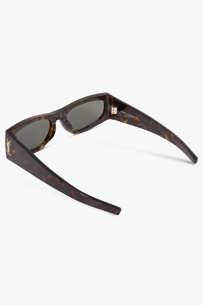SAINT LAURENT ACCESSORIES BROWN / DARK HAVANA/LIGHTGOLD/GREY SL M140/F Flat Cat Eye Frame Sunglasses | Dark Havana/Grey