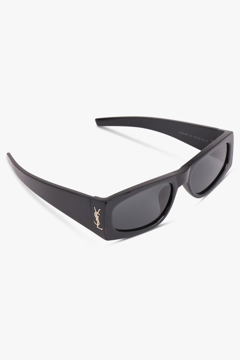 SAINT LAURENT ACCESSORIES BLACK / BLACK/LIGHT GOLD/BLACK SL M140/F Flat Cat Eye Frame Sunglasses | Black