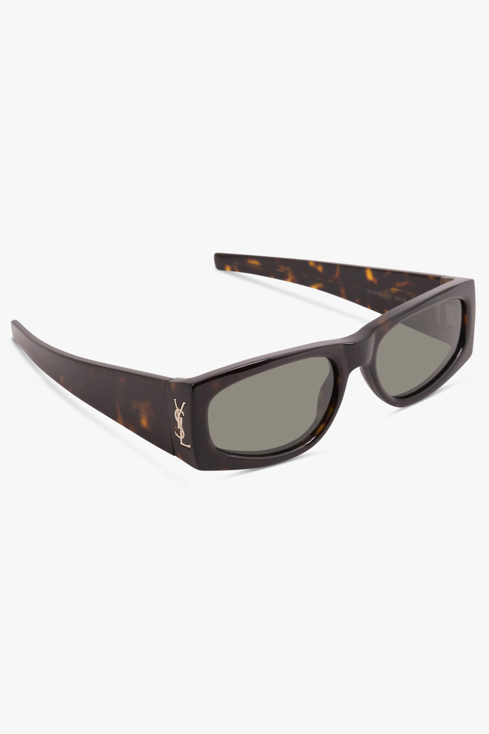 SAINT LAURENT ACCESSORIES BROWN / DARK HAVANA/LIGHT GOLD/GREY SL M140 Flat Cat Eye Frame Sunglasses Dark Havana/Grey