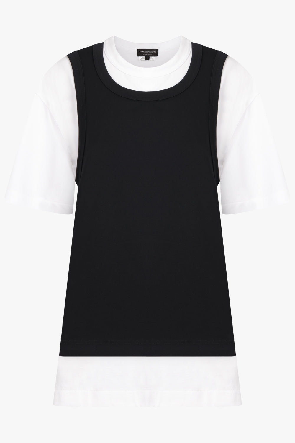 COMME DES GARCONS HOMME PLUS RTW Two Layer Contrast S/S T-Shirt | Black/White