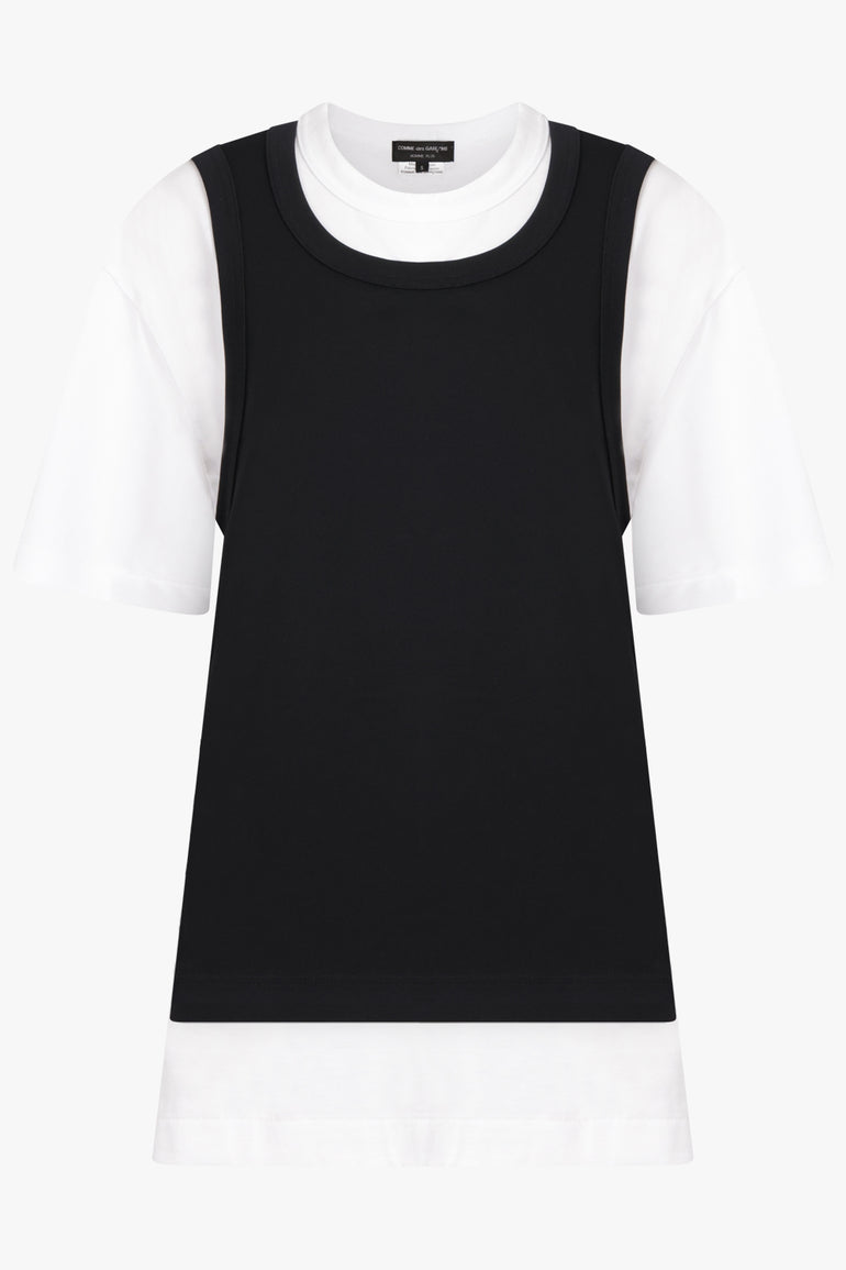 COMME DES GARCONS HOMME PLUS RTW Two Layer Contrast S/S T-Shirt | Black/White