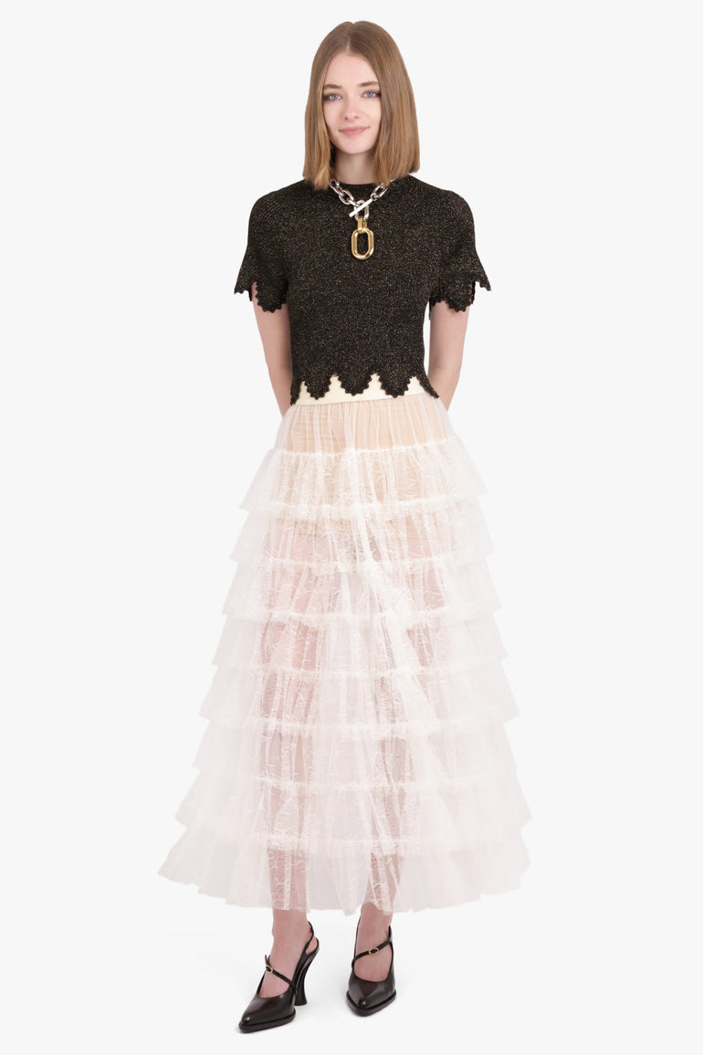 Gram Layered Tulle Midi Skirt Off White – Parlour X