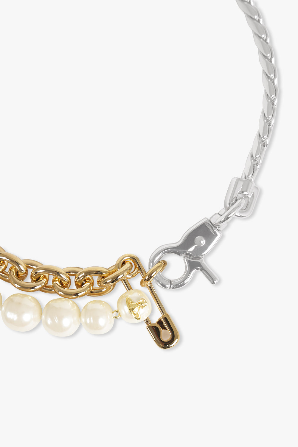VIVIENNE WESTWOOD JEWELLERY MULTI / GOLD/SILVER/WHITE Claude Large Safety Pearl Necklace | Gold/Silver/White
