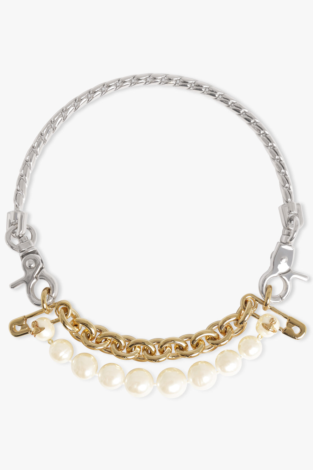 VIVIENNE WESTWOOD JEWELLERY MULTI / GOLD/SILVER/WHITE Claude Large Safety Pearl Necklace | Gold/Silver/White