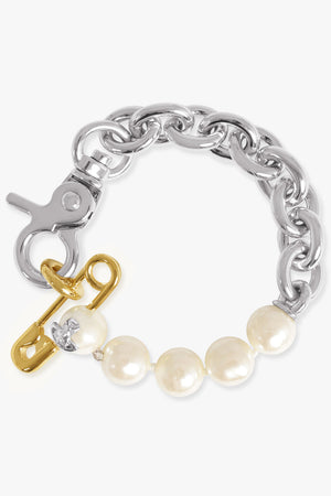 VIVIENNE WESTWOOD JEWELLERY MULTI / GOLD/SILVER/WHITE Claude Safety Pearl Bracelet | Gold/Silver/White
