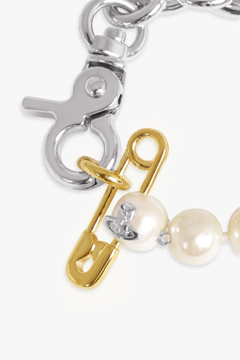 VIVIENNE WESTWOOD JEWELLERY MULTI / GOLD/SILVER/WHITE Claude Safety Pearl Bracelet | Gold/Silver/White
