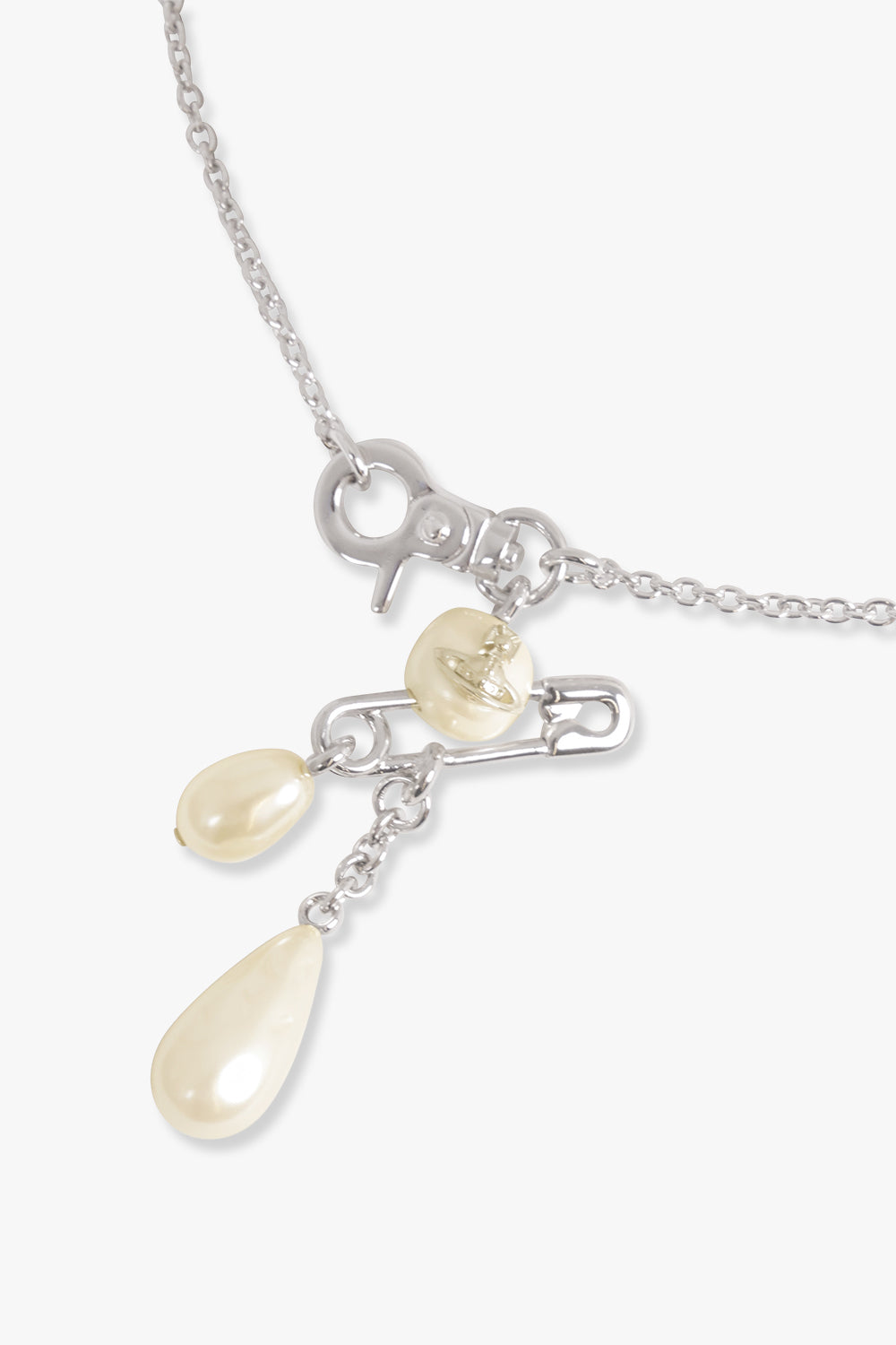 VIVIENNE WESTWOOD JEWELLERY SILVER / Silver/White Claude Small Pendant Necklace | Silver/White