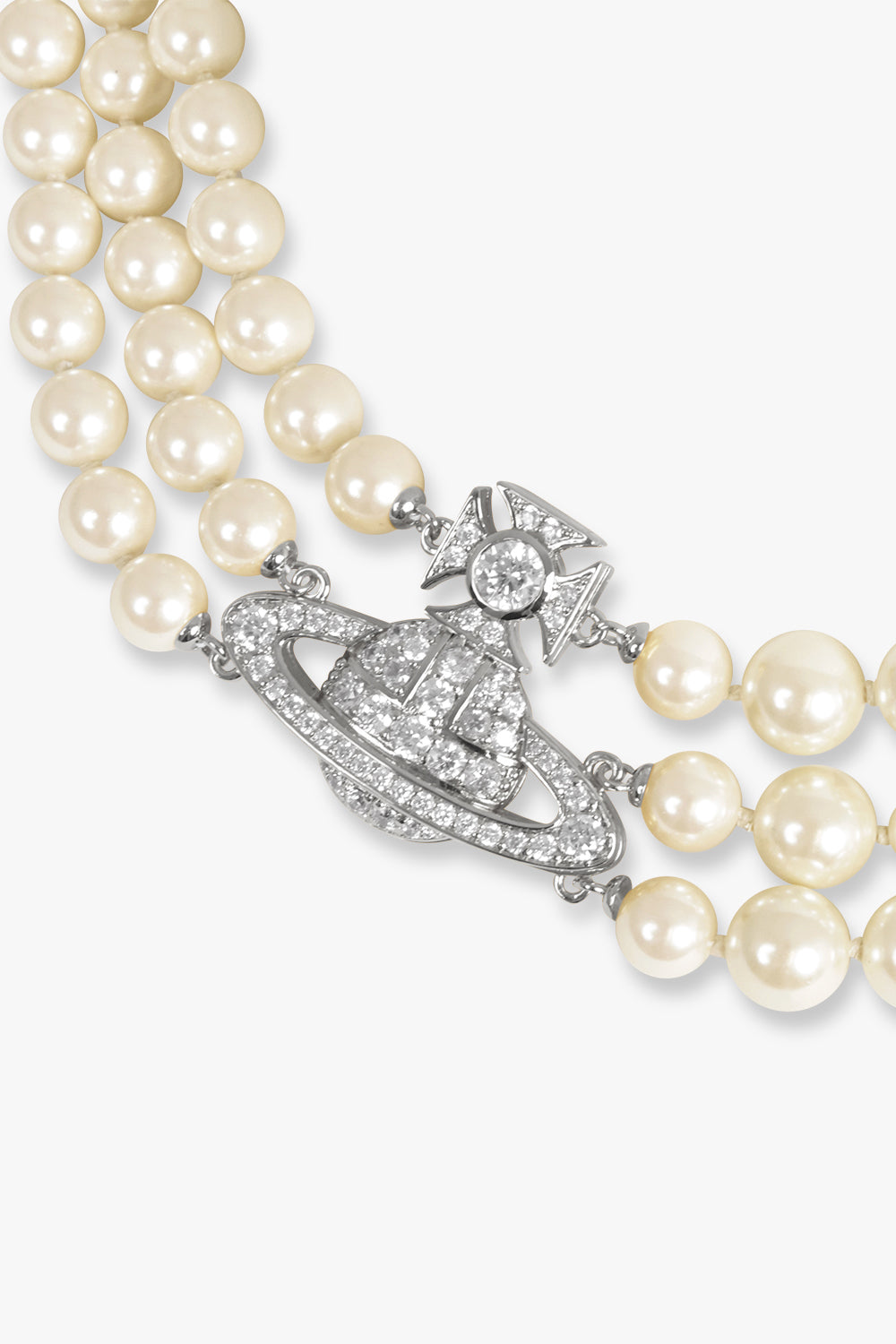 VIVIENNE WESTWOOD JEWELLERY SILVER / White/Silver Graziella Three Row Pearl Necklace | White/Silver