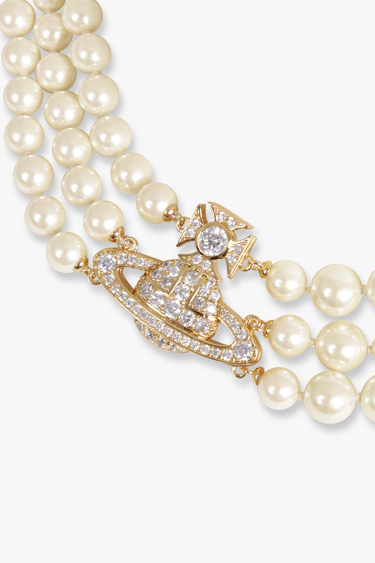 VIVIENNE WESTWOOD JEWELLERY GOLD / White/Gold Graziella Three Row Pearl Necklace | White/Gold