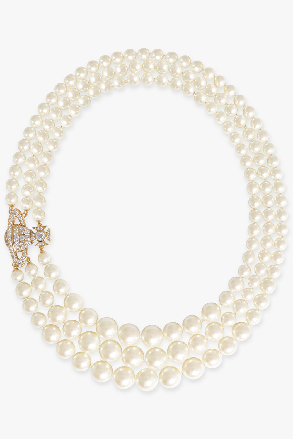 VIVIENNE WESTWOOD JEWELLERY GOLD / White/Gold Graziella Three Row Pearl Necklace | White/Gold