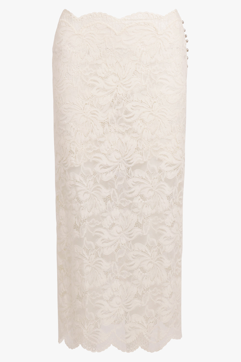 RABANNE RTW Lace Straight Midi Skirt | Ivory