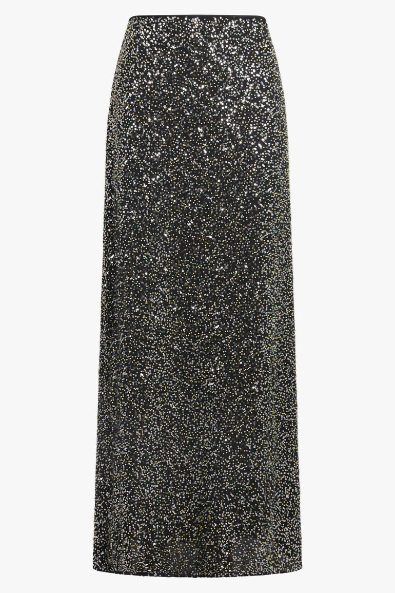 RABANNE RTW Sequin Flow Midi Skirt | Silver
