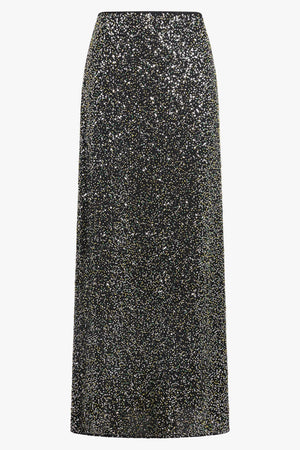 RABANNE RTW Sequin Flow Midi Skirt | Silver