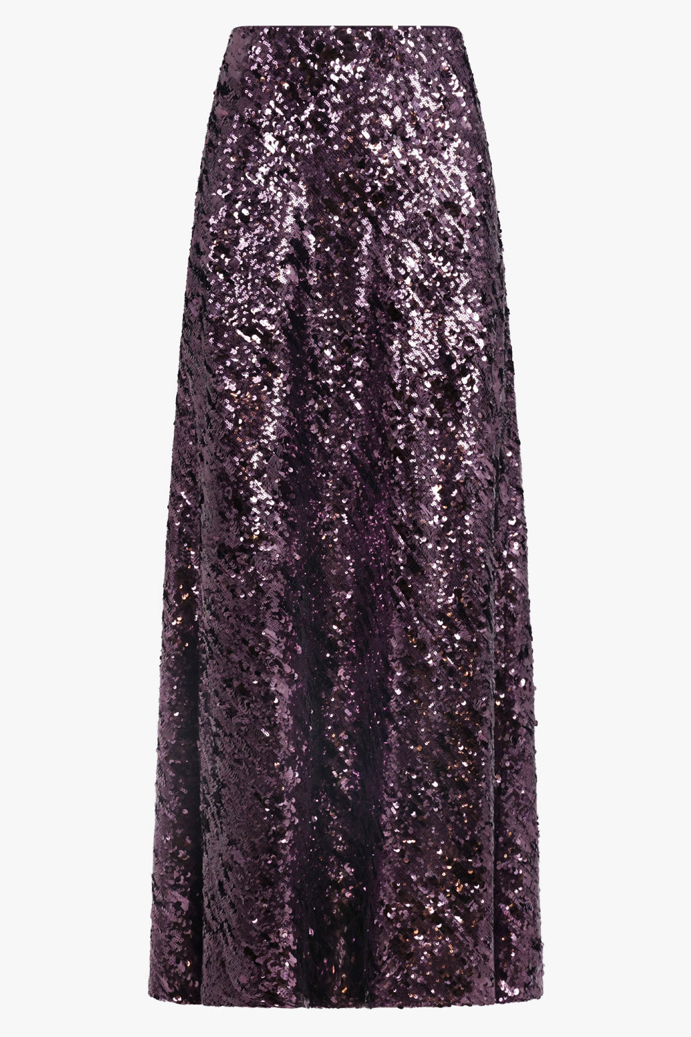 RABANNE RTW Sequin Flow Midi Skirt | Deep Purple