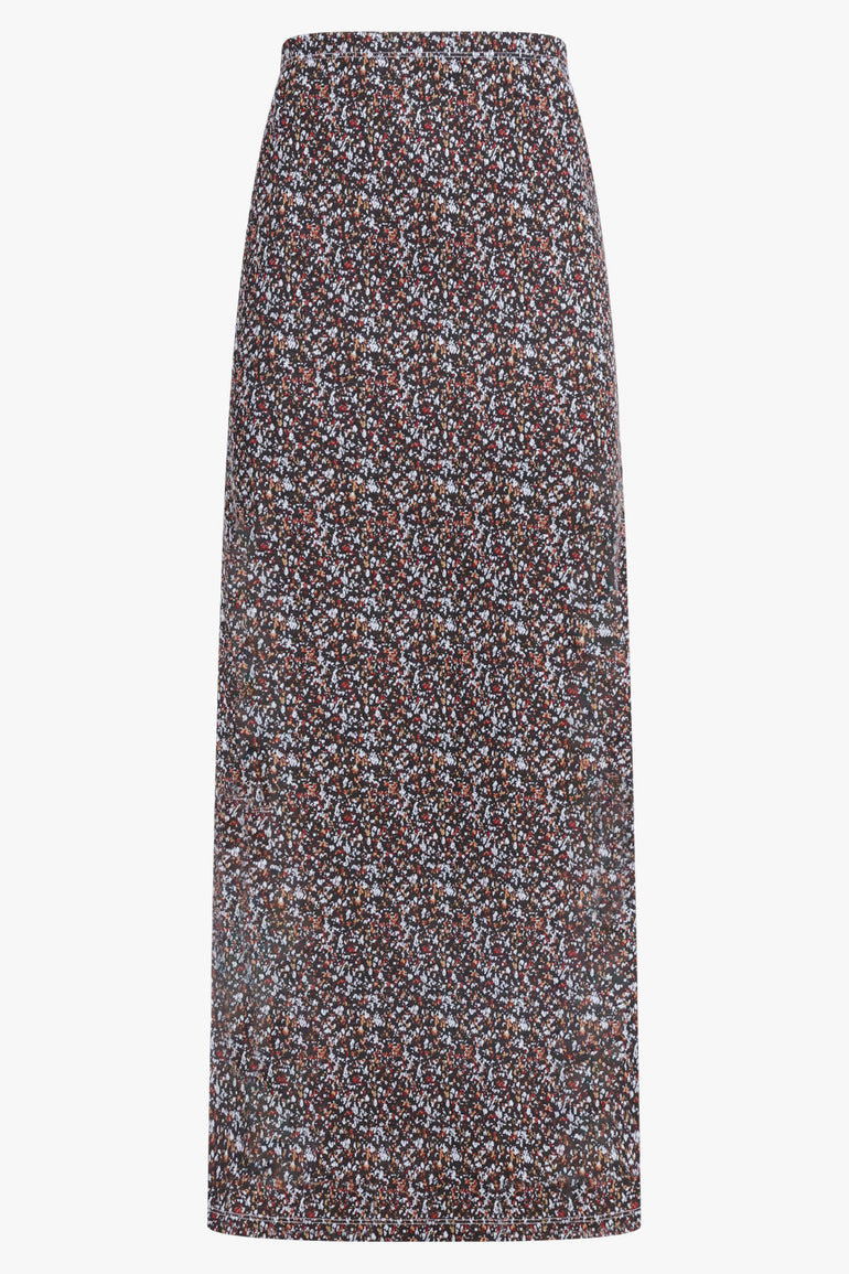 RABANNE RTW Geo Print Midi Skirt | Black/Blue/Red