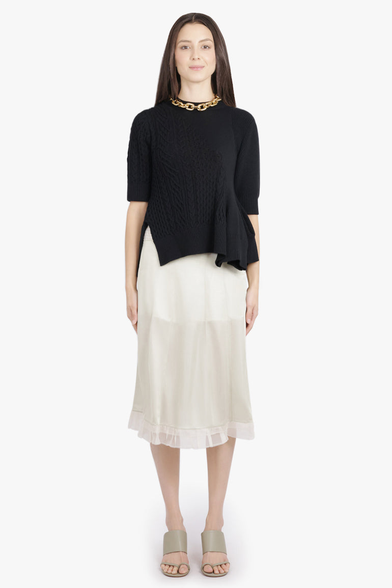 MAISON MARGIELA RTW Layered Midi Skirt With Check Underlay | Beige/White