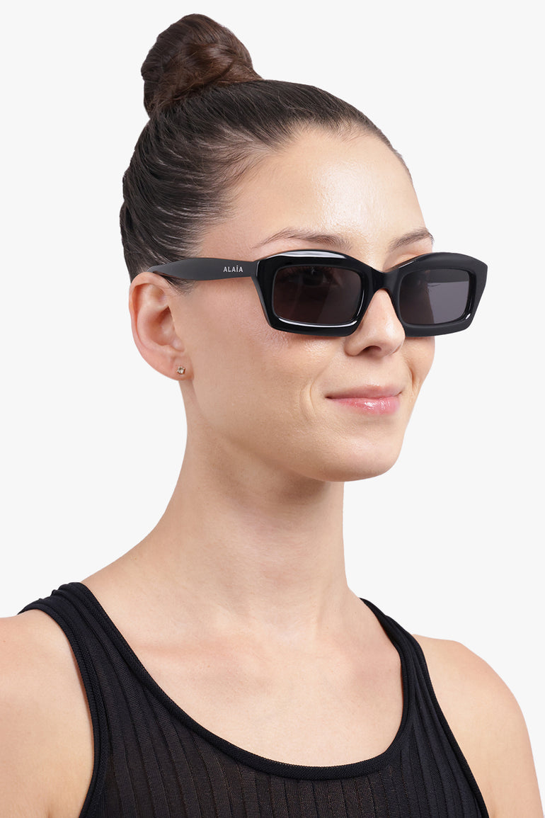 ALAIA Accessories Black / Black AA0089S Geometric Sunglasses | Black