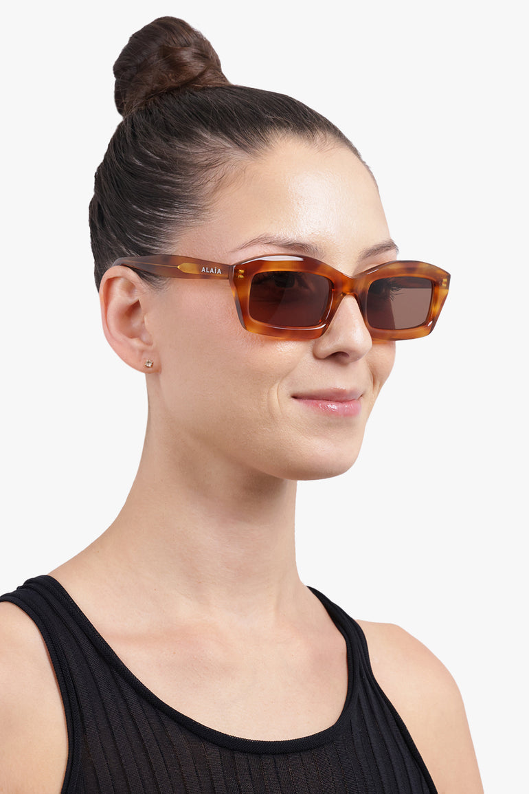 ALAIA Accessories Brown / Havana Brown AA0089S Geometric Sunglasses | Havana Brown