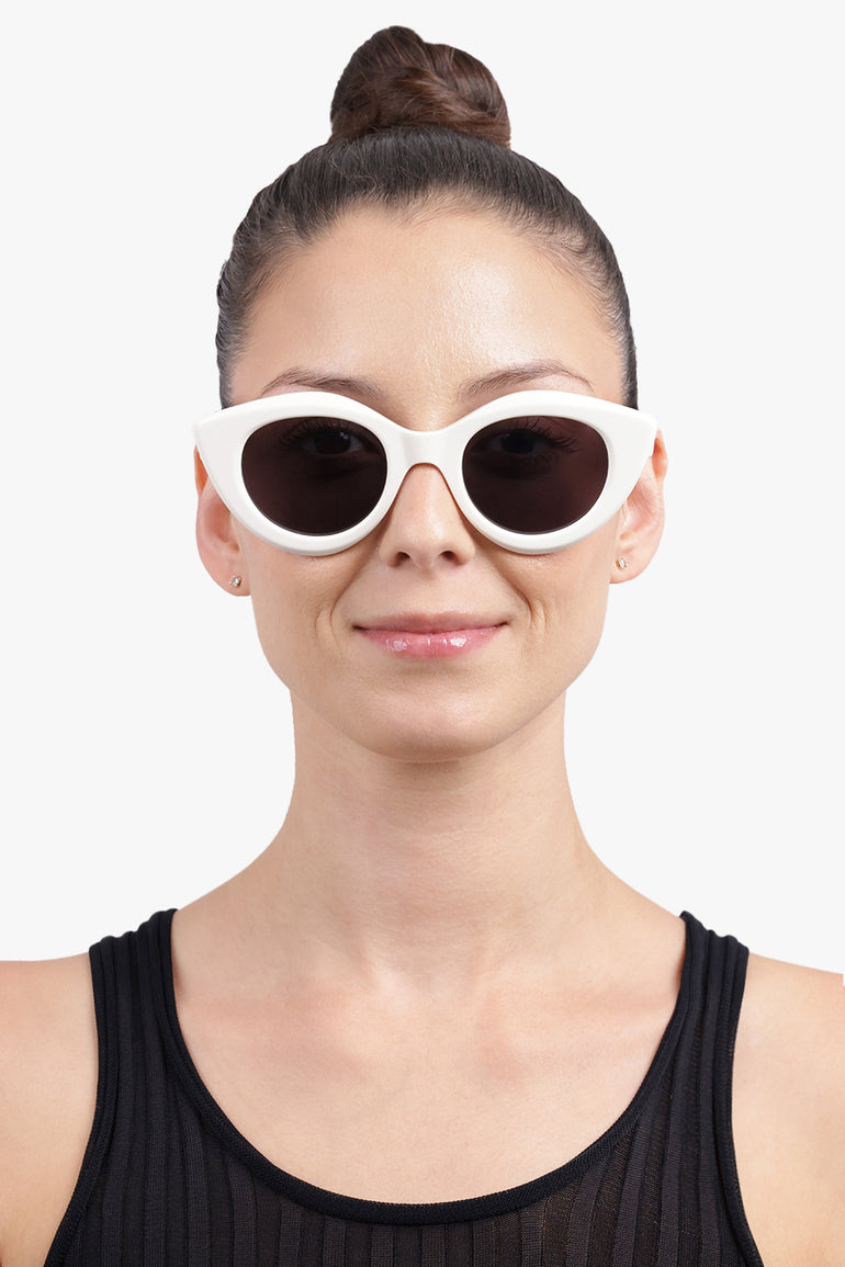 ALAIA Accessories White / White AA0091S Round Cat Eye Sunglasses | White