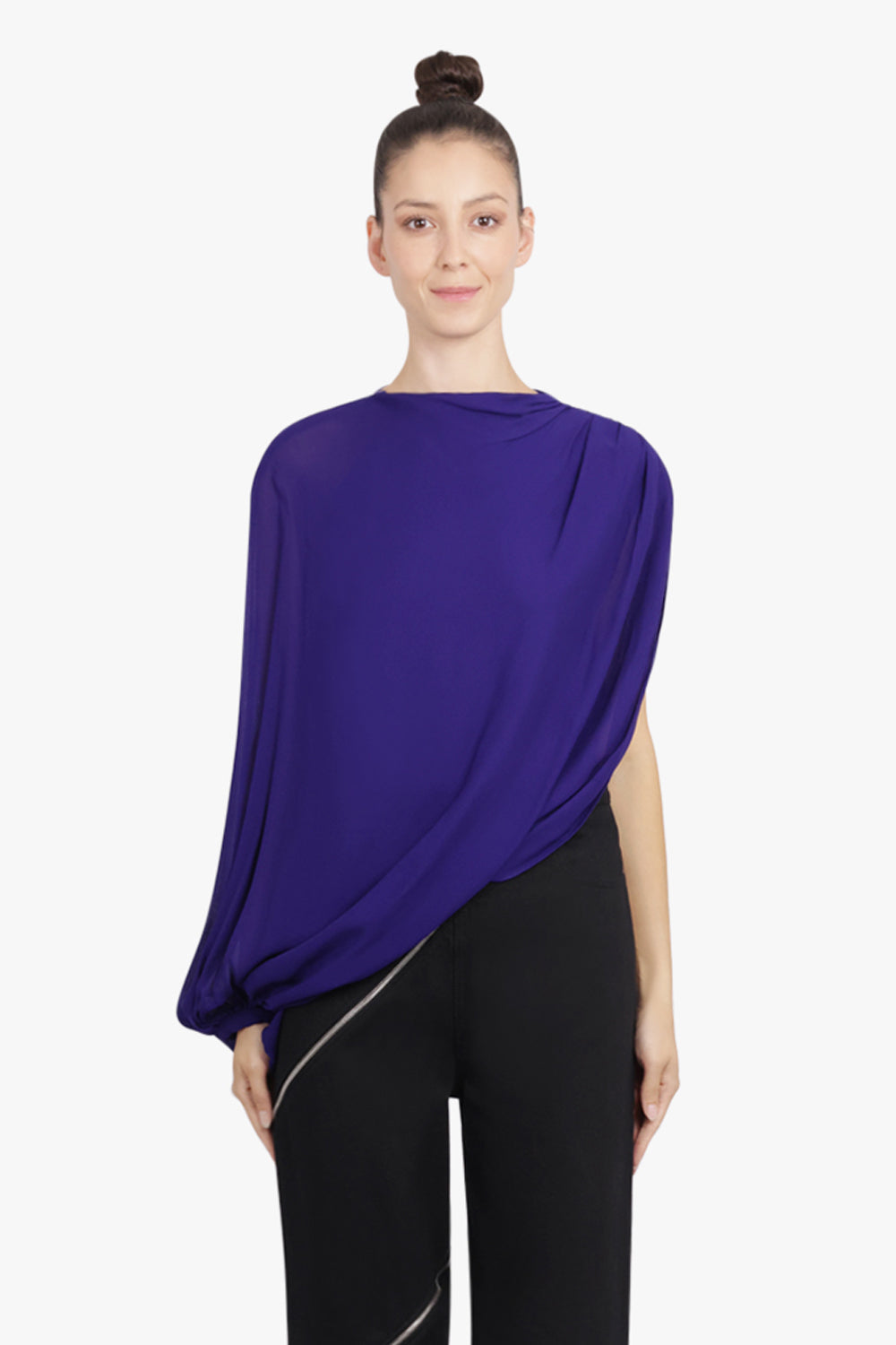ALAIA RTW Asymmetric Drape Balloon Top | Purple