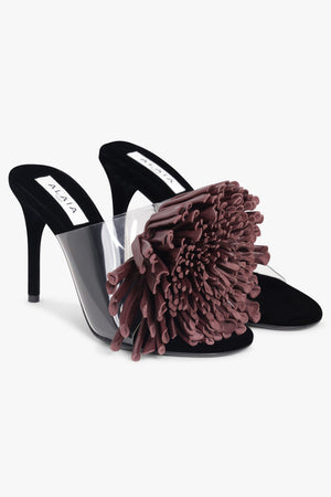 ALAIA SHOES Asymmetric Flower 90MM Heel | Aubergine