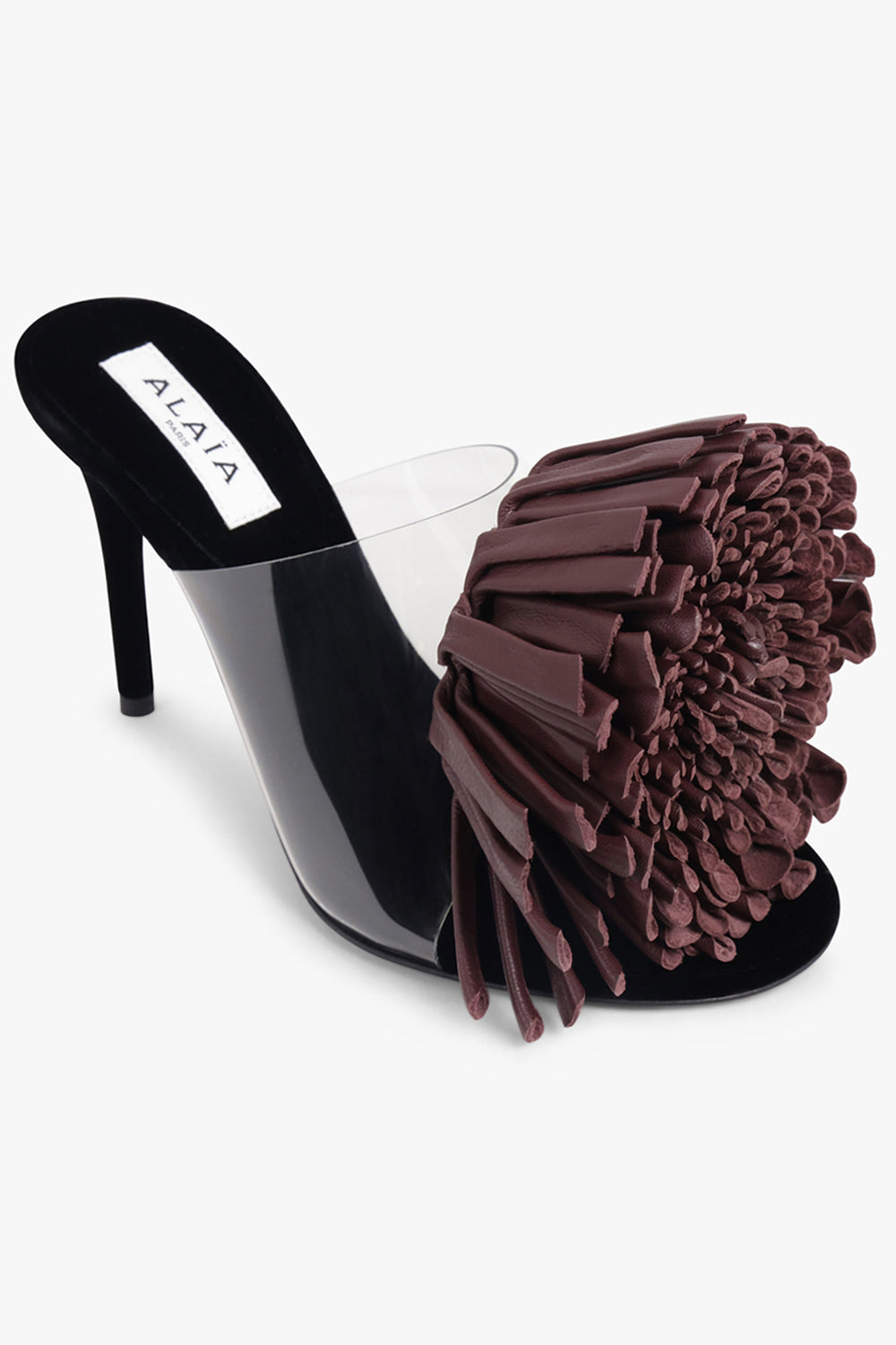 ALAIA SHOES Asymmetric Flower 90MM Heel | Aubergine