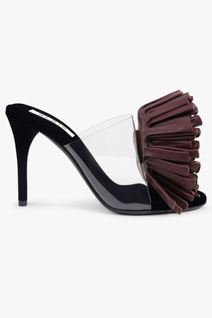 ALAIA SHOES Asymmetric Flower 90MM Heel | Aubergine