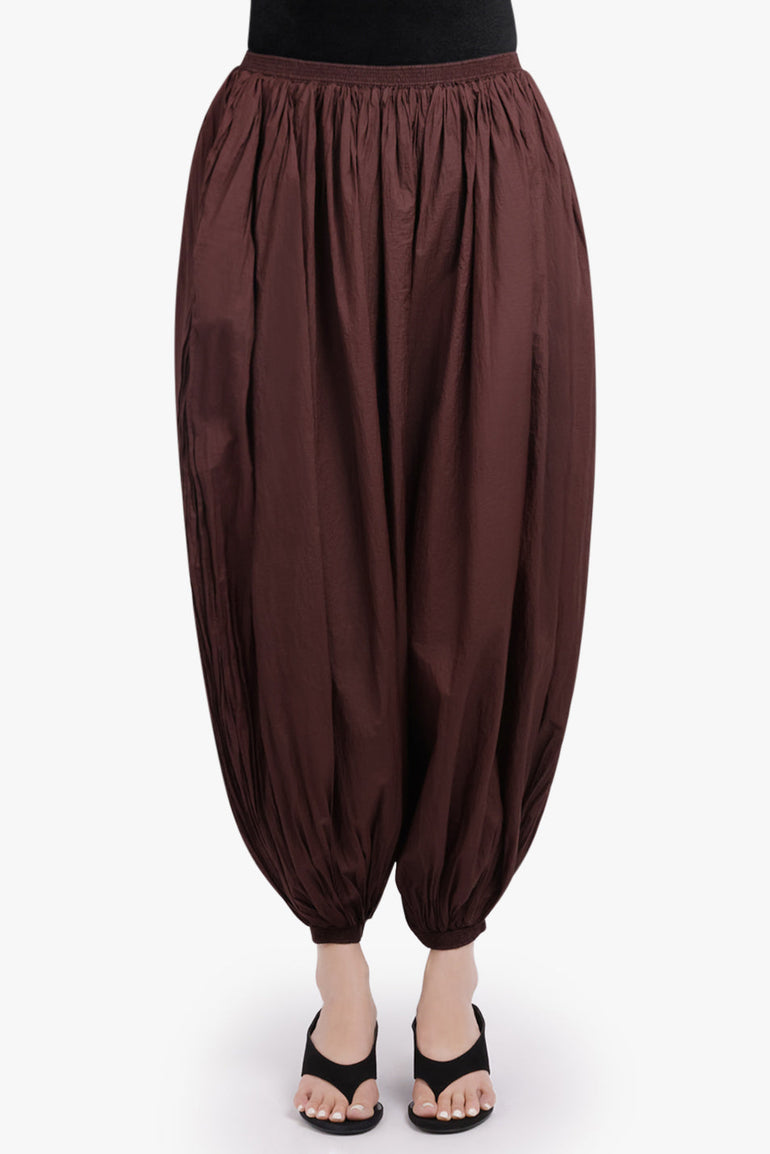 ALAIA RTW Lightweight Elastic Waist Balloon Leg Pant | Aubergine