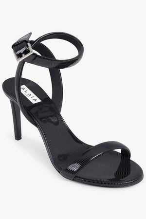 ALAIA SHOES Ankle Strap 90mm Patent Stiletto Sandal | Black