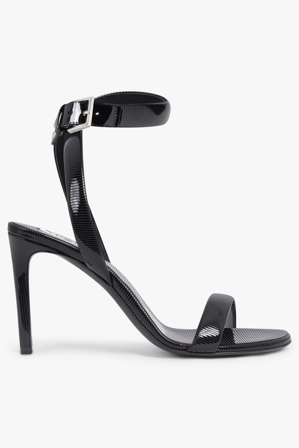 ALAIA SHOES Ankle Strap 90mm Patent Stiletto Sandal | Black
