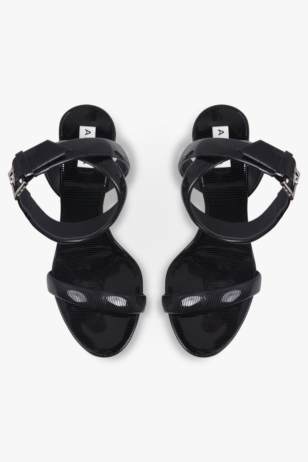 ALAIA SHOES Ankle Strap 90mm Patent Stiletto Sandal | Black