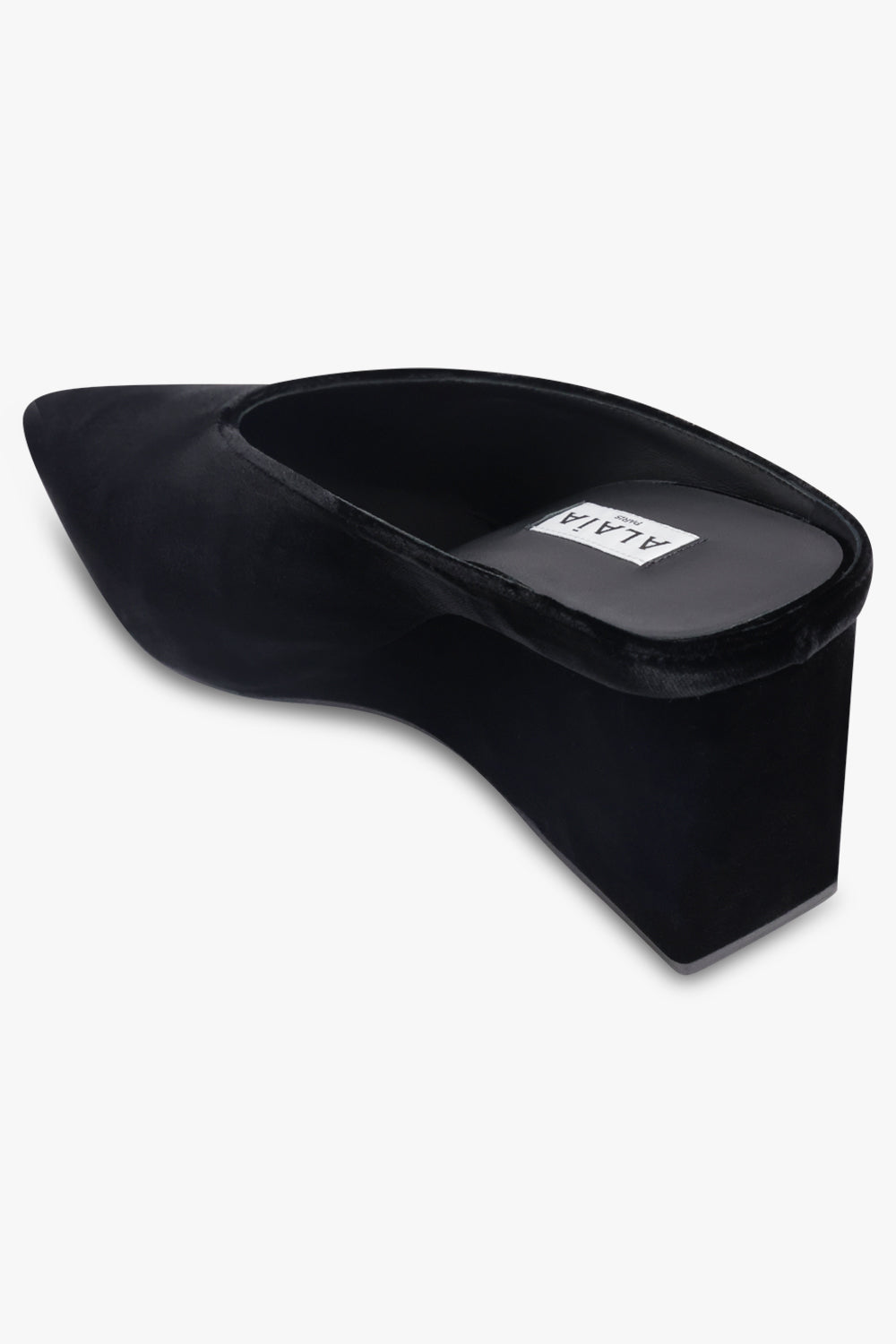 ALAIA SHOES Point Wedge 75MM Velvet Mule | Black