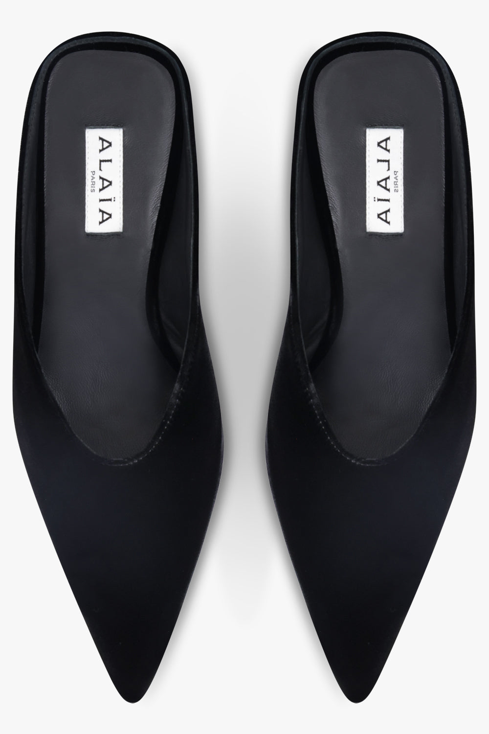 ALAIA SHOES Point Wedge 75MM Velvet Mule | Black