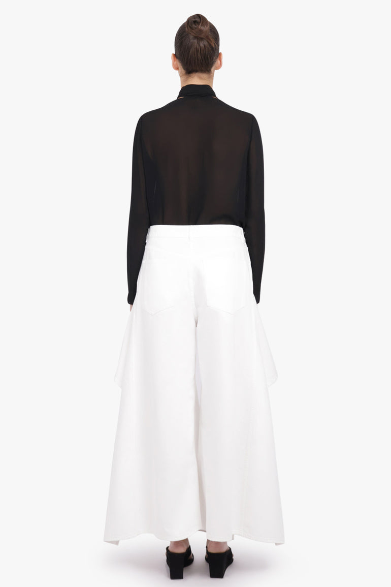 ALAIA RTW Ruffle Layer Denim Jean | White