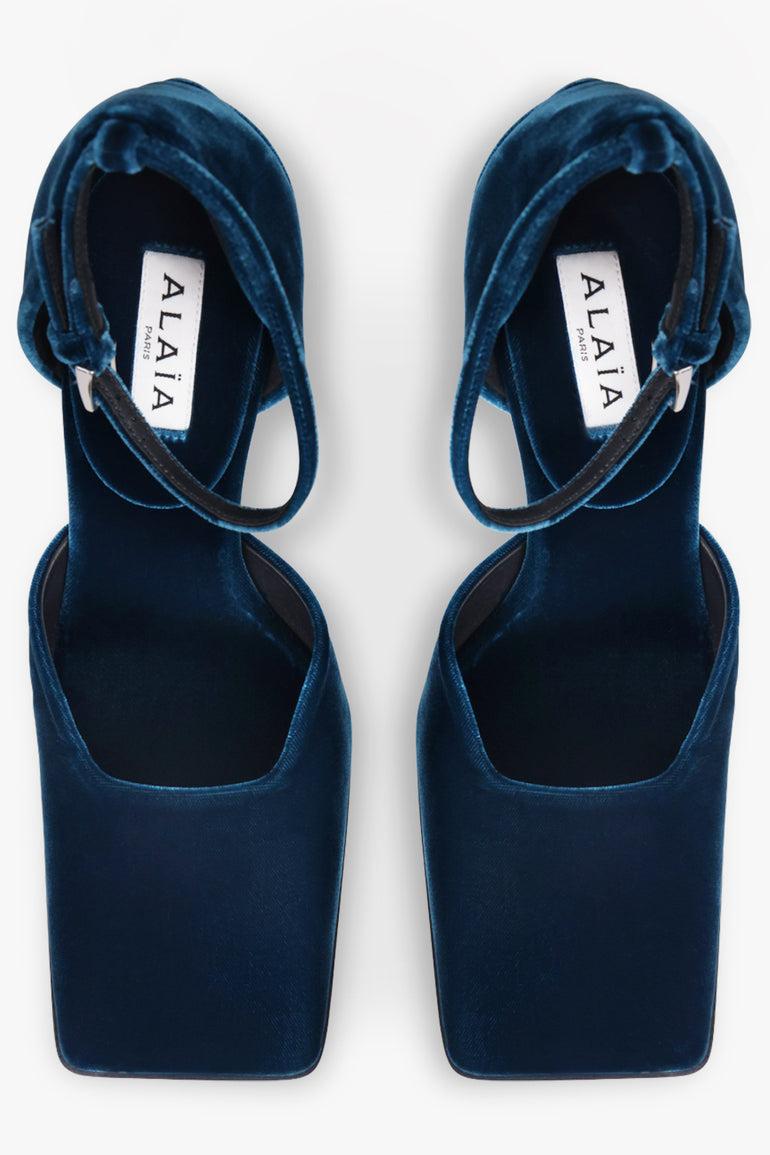 ALAIA SHOES D'Orsay Velvet 90MM Heel | Muted Green