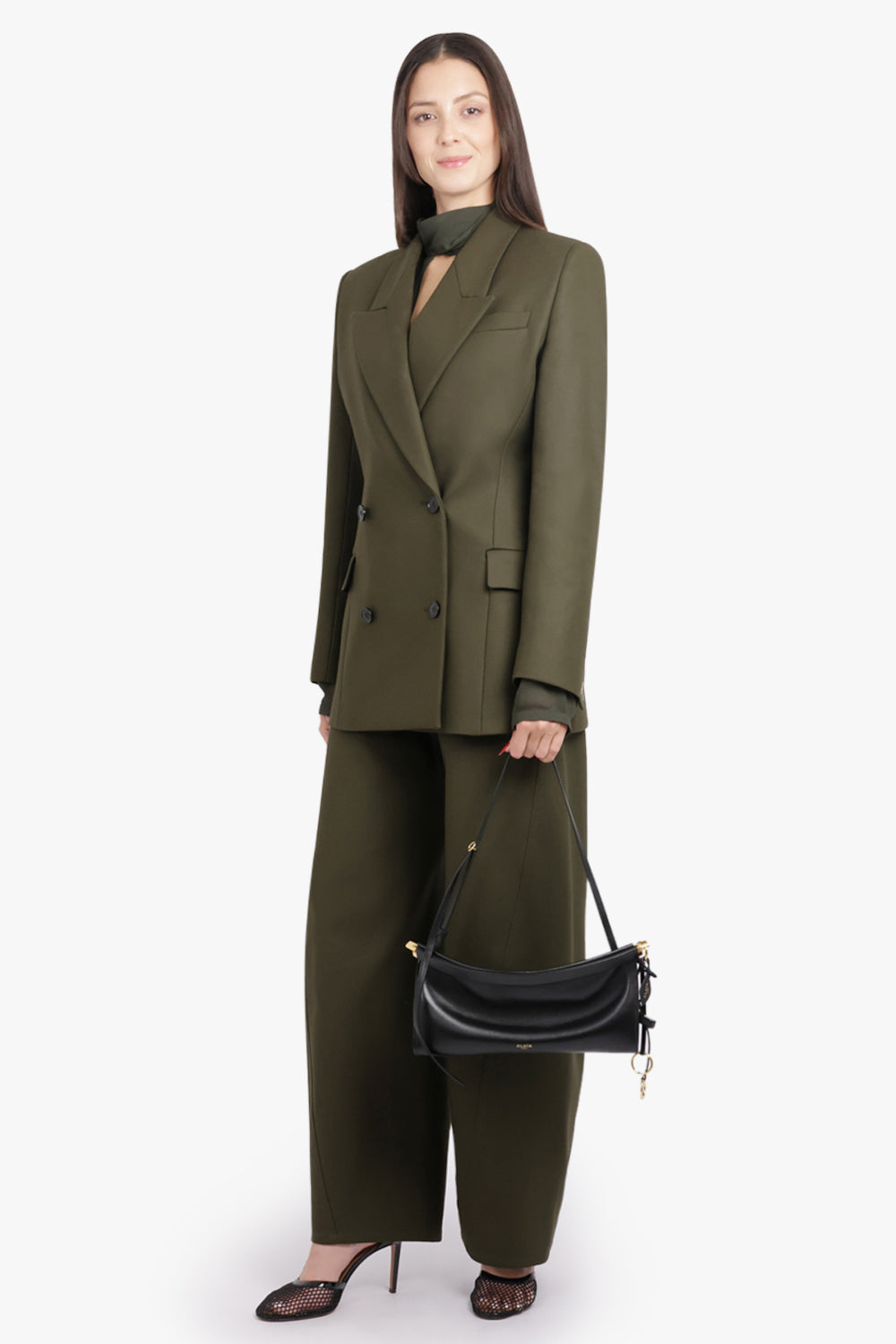 Double Breast Cinched Waist Jacket | Olive Green – Parlour X