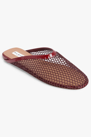 ALAIA SHOES Fishnet Flat Slide | Garnet Red