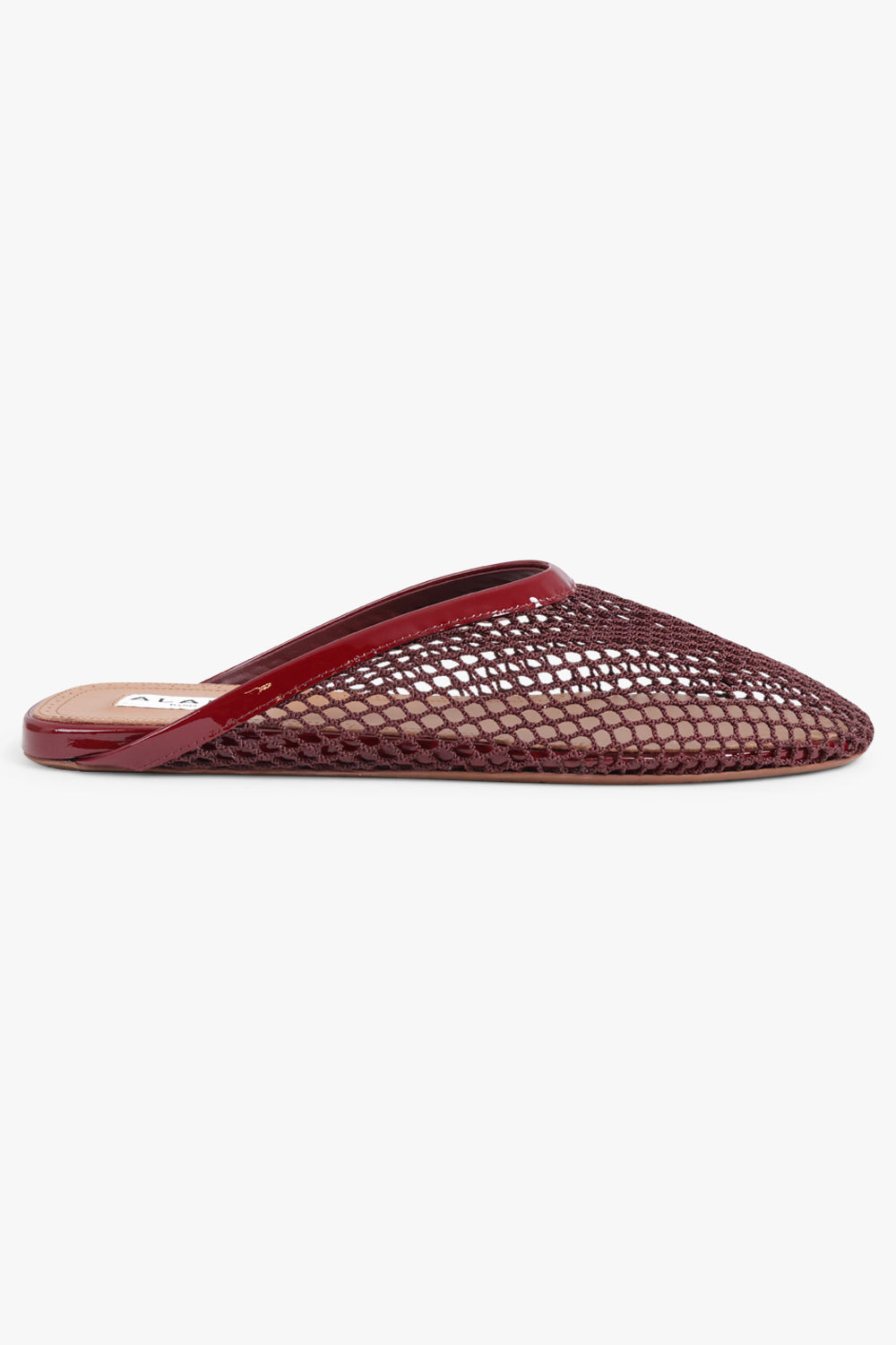 ALAIA SHOES Fishnet Flat Slide | Garnet Red