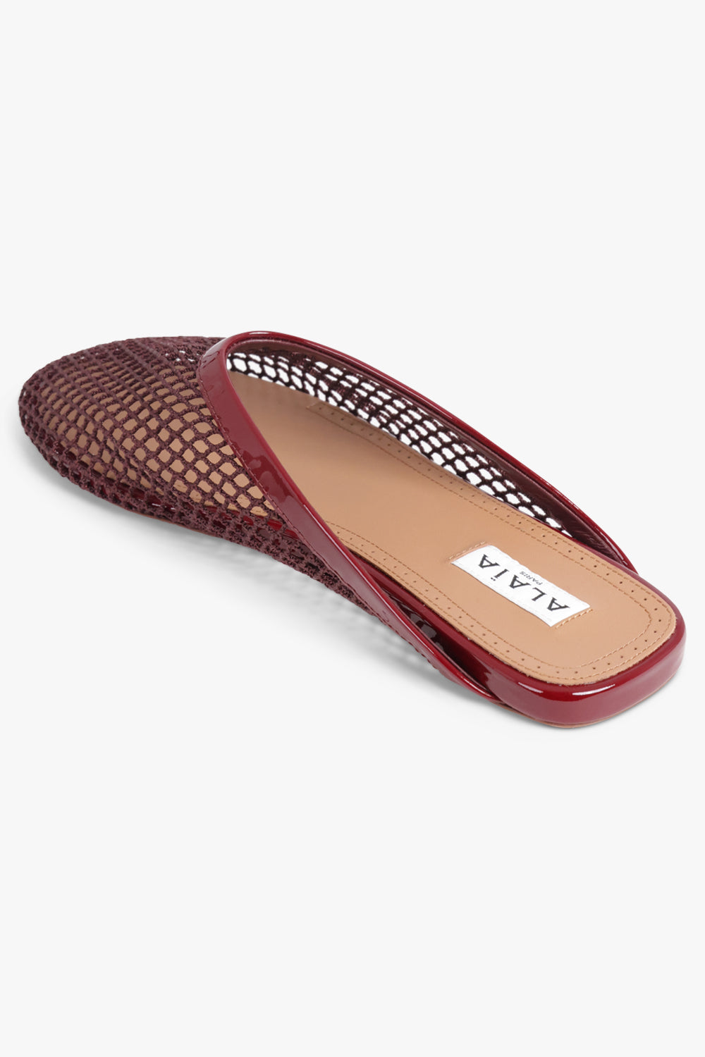 ALAIA SHOES Fishnet Flat Slide | Garnet Red