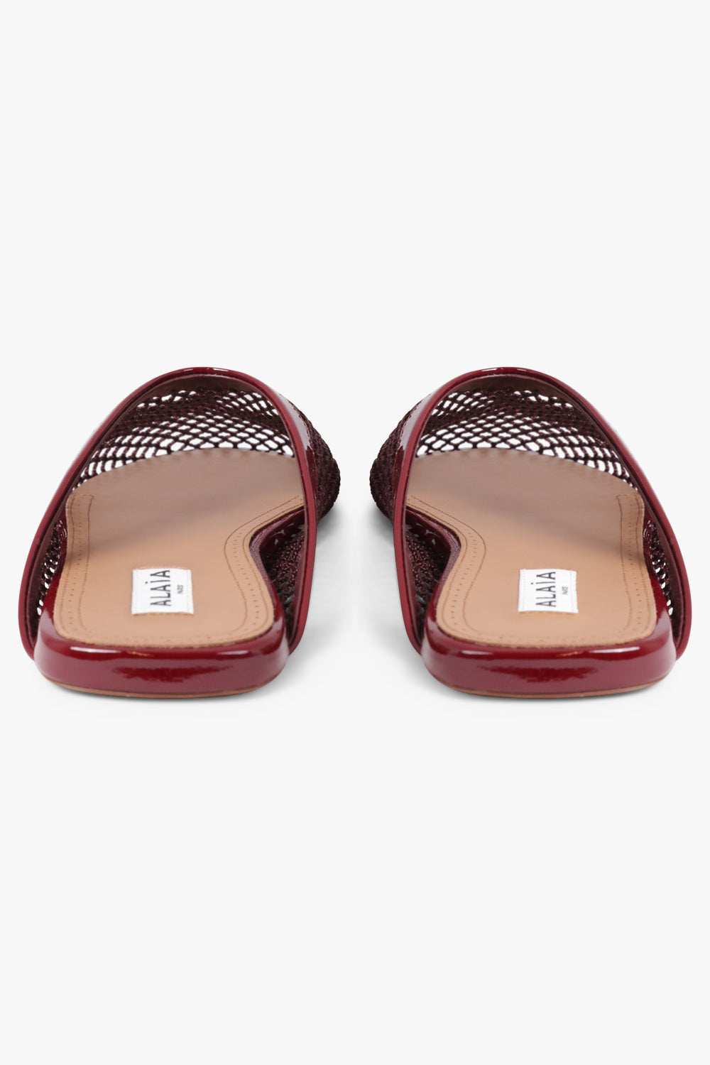 ALAIA SHOES Fishnet Flat Slide | Garnet Red